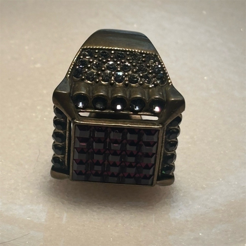Heidi Daus Ring Size 10 Purple Crystal Square Art Deco Statement - Picture 13 of 16